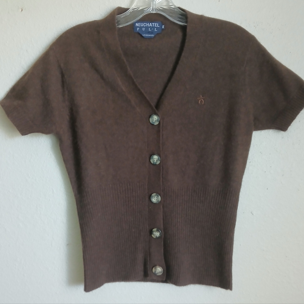 Neuchatel Lambswool Brown Cardigan